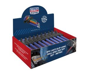 Sealey Estremità a Sfera Set Chiavi Esagonali 9pc Colore Codificato Long Metric