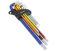 Sealey Estremità Sferica Set Chiavi Esagonali extra-Lunga 9pc Colore Codificato