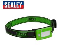 Sealey GREEN Lampada Frontale COB LED Ricaricabile con Sensore Automatico 4 Ore