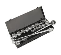 Sealey Metric Imperial Presa Set 22pc 1.9cmSq Drive 12pt Walldrive Ak259 / Crv
