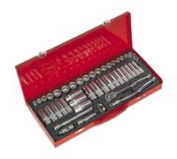 Sealey Metric Imperial Presa Set 45pc 1cmD 6pt Profondo E Standard AK692