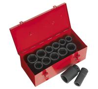 Sealey Metric Imperial Set Bussole Profonde 13pc 1.9cmD Singolo Esagonale AK687