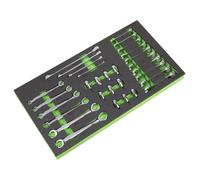 Sealey Metrico Chiave Set 30pc IN Un Vassoio Stubby Torx Dado Svasato Crwo Foot