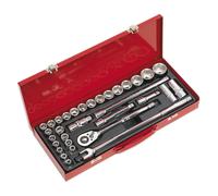 Sealey Metrico Imperiali Presa Set 32pc 1.3cmD 6pt Lunghezza Standard AK693