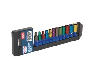 Sealey Metrico Multicolore Presa Set 12pc 0.6cmSq Drive 6pt Standard AK282