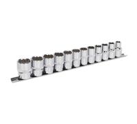 Sealey Metrico Presa Set 12pc 1.3cm Drive 12pt Walldrive Standard Lungo AK2684