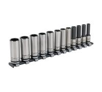 Sealey Metrico Presa Set 12pc 1cm Drive Profondo Blocco Su 6pt Nero Serie
