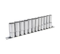 Sealey Metrico Presa Set 12pc 1cmSq Drive 12pt Profondo Walldrive AK2683