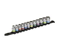 Sealey Metrico Presa Set 12pc 1cmSq Drive 6pt Walldrive Standard Lungo AK2660