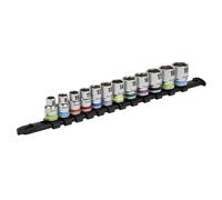 Sealey Metrico Presa Set 12pc 1cmSq Drive 6pt Walldrive Standard Lungo AK2660
