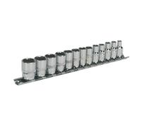 Sealey Metrico Presa Set 13pc 0.6cm Drive 12pt Walldrive Standard Lungo AK2680