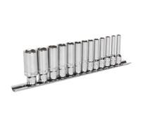 Sealey Metrico Presa Set 13pc 0.6cmSq Drive Profondo Blocco Su 6pt Cromo AK2747