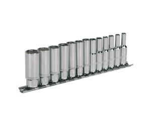 Sealey Metrico Presa Set 13pc 0.6cmSq Drive Profondo Walldrive AK2692