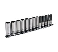 Sealey Metrico Presa Set 13pc 1.3cmD Profondo Blocco Su 6pt Nero Serie AK2745B