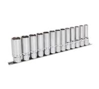 Sealey Metrico Presa Set 13pc 1.3cmSq Drive Profondo Blocco Su 6pt AK2745