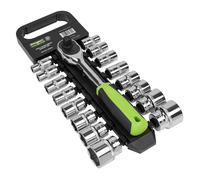 Sealey Metrico Presa Set 17pc 1.3cmSq Drive 6pt Cromato su Un Scaffale S01245