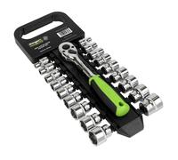 Sealey Metrico Presa Set 19pc 1cmSq Drive 6pt Cromato su Un Scaffale S01243