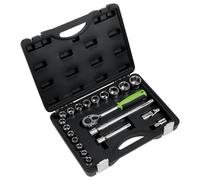 Sealey Metrico Presa Set 21pc 1.3cmSq Drive Cromato Standard Lunghezza S01237