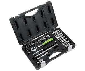 Sealey Metrico Presa Set 26pc 0.6cmD Cromato Profondo & Standard Lunghezza