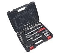 Sealey Metrico Presa Set 26pc 1.3cmSq Drive Blocco Su 6pt Standard Lungo AK27482