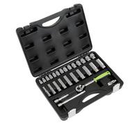Sealey Metrico Presa Set 28pc 1cmSq Drive 6pt Profondo E Standard Lungo S01236