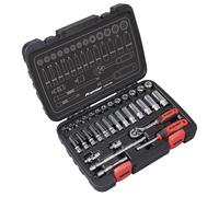 Sealey Metrico Presa Set 32pc 0.6cmSq Drive Blocco Su 6pt Specchio Finitura