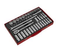 Sealey Metrico Presa Set 46pc 1.3cmD 6pt Profondo E Standard AK6941