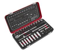 Sealey Metrico Presa Set 49pc 0.6cmD Profondo E Poco Singolo Esagono Raso AK7920