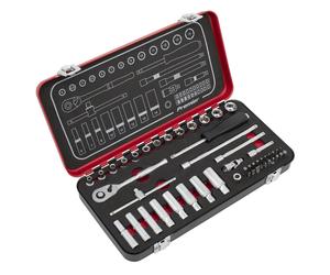 Sealey Metrico Presa Set 49pc 0.6cmD Profondo E Poco Singolo Esagono Raso AK7920