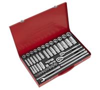 Sealey Metrico Presa Set 50pc 1cm & 1.3cmD 6pt Profondo E Standard AK6942