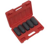 Sealey Metrico Profondo Urto Hub Dado Presa Set 5pc 1.3cmSq Drive Esagono Boxed