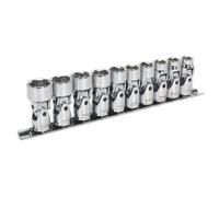 Sealey Metrico Snodo Universale Presa Set 10pc 1cmSq Drive 6pt Walldrive AK2710