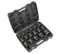 Sealey Metrico Urto Presa Set 1.9cmD 17pc 6-Point Standard Lunghezza AK8892M