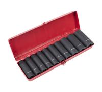 Sealey Metrico Urto Presa Set 10pc 1.3cmSq Drive Profondo Singolo Esagonale