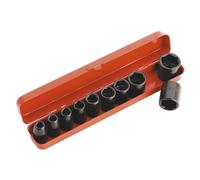 Sealey Metrico Urto Presa Set 10pc 1.3cmSq Drive Singolo Esagonale con Scatola