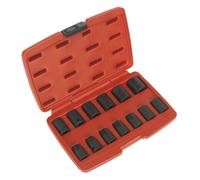 Sealey Metrico Urto Presa Set 13pc 1.3cmSq Drive Singolo Esagonale con Scatola