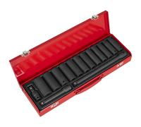 Sealey Metrico Urto Presa Set 15pc 1.3cmD Profondo Singolo Esagonale AK5815M