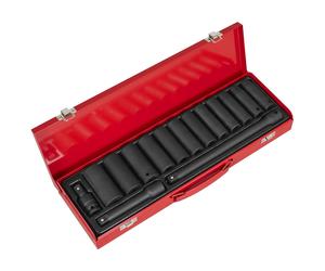 Sealey Metrico Urto Presa Set 15pc 1.3cmD Profondo Singolo Esagonale AK5815M