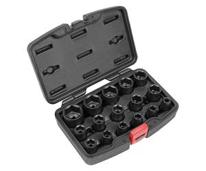 Sealey Metrico Urto Presa Set 16pc 1.3cmD Standard Lunghezza Singolo Hex AK5624M