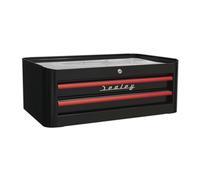 Sealey Mid-Box 2 Cassetto Stile Retrò - Nero Con Rosso Anodizzato Tira AP281