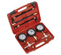 Sealey Moto Compressione & Carburante Manometro Set 3pc MS100