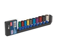 Sealey Multi-color Socket Set 10pc 3/8 "sq drive 6pt Walldrive« Metric