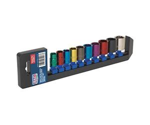 Sealey Multi-color Socket Set 10pc 3/8 "sq drive 6pt Walldrive« Metric