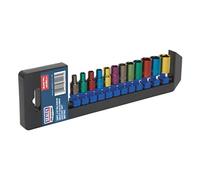 Sealey Multi-color Socket Set 12pc 1/4 "sq drive 6pt Walldrive« Metric