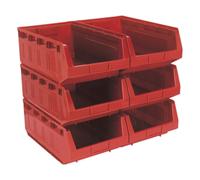 Sealey Plastica Conservazione Bin 310 x 500 x 190mm - Rosso Confezione Di 6