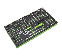 Sealey Portattrezzi Con Presa Set 62pc 0.6cm & 1.3cmD Metrico Profondo Standard