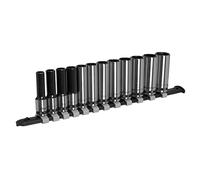 Sealey AK7993 Presa Set Profondo 12pc 1cmSq Guida Metrica - Serie Nera