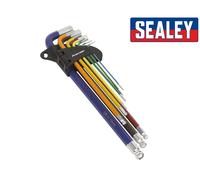 Sealey AK7191 Estremità a Sfera Set Chiavi Esagonali 9pc Colore Codificato Extra