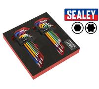 Sealey Premier Lungo Estremità a Sfera Allen Hex Chiave Set 9pc Codice Colore
