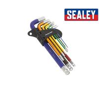 Sealey Premier Lungo Estremità a Sfera Allen Hex Chiave Set 9pc Codice Colore